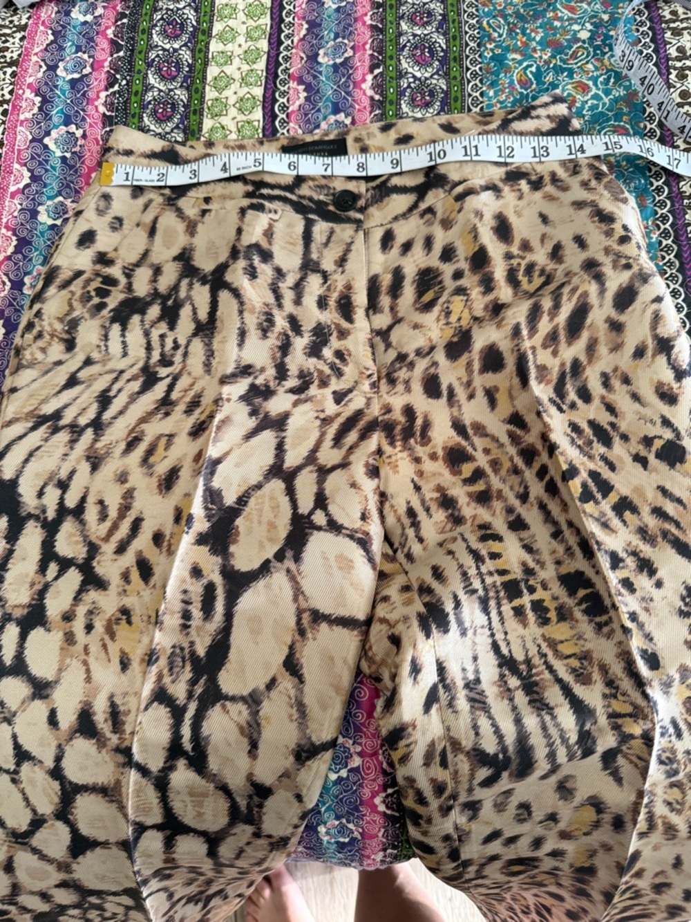 Adolfo Dominguez Beige and Black Animal Print Tapered Pants - Picture 5 of 7